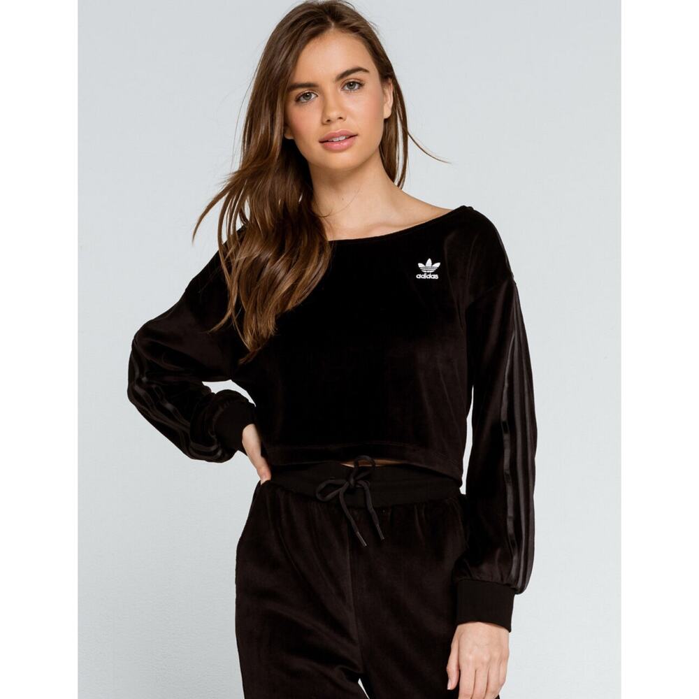 ADIDAS Velour Off The Shoulder Womens Sweatshirt